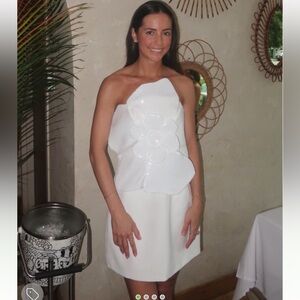 LIKE NEW Miss Rosier Sequin Flower White Strapless Mini Dress